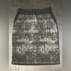 Eileen Fisher Pencil Career Skirt Charcoal Textured Front Panel XS/TP Pockets